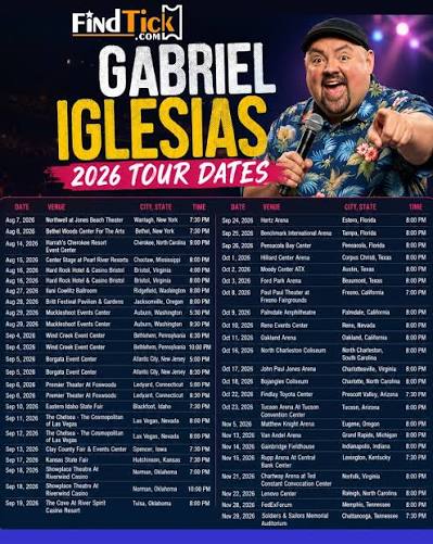 Gabriel Iglesias 2026 & 2027 concert poster
